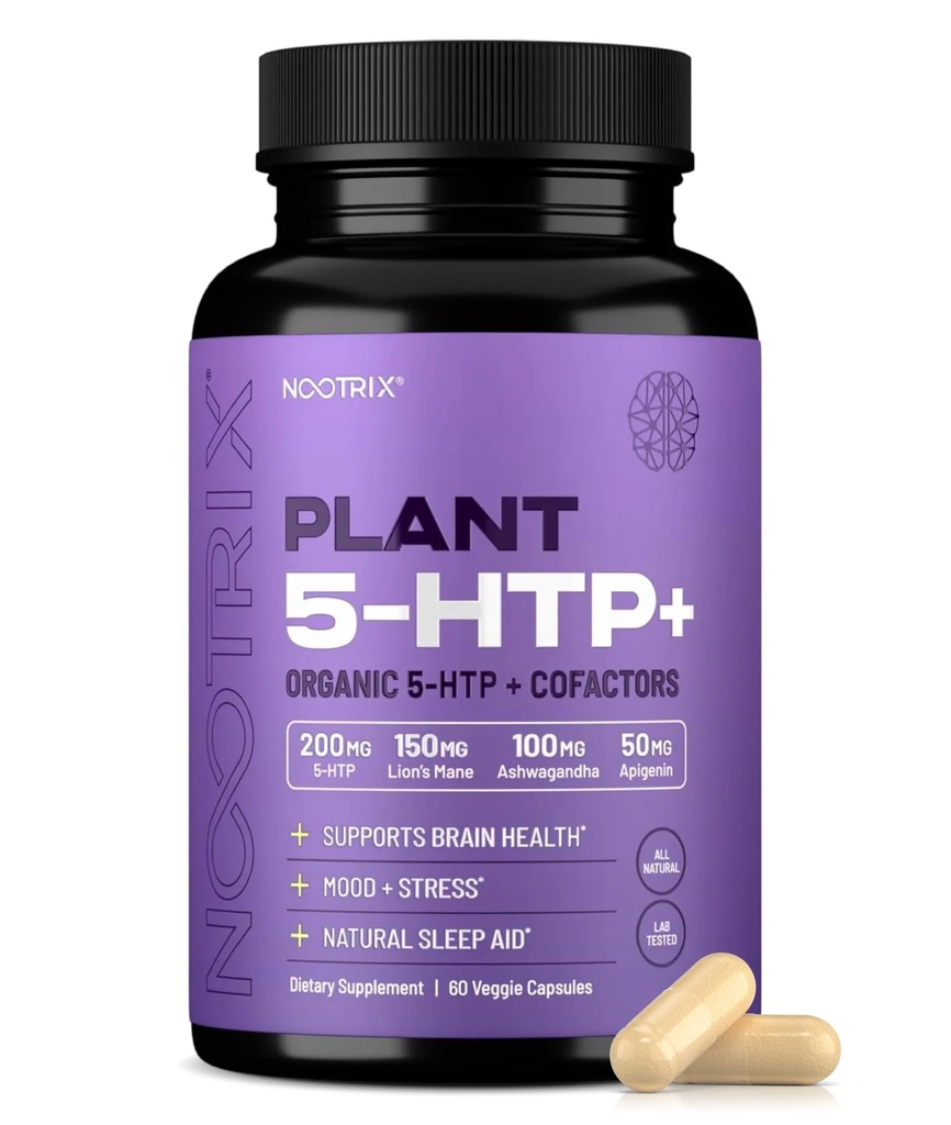 Nootrix Plant 5 HTP+ תמיכה בזיכרון, מיקוד נפשי, בריאות קוגניטיבית ואנרגיה | מקדם פונקציונליות בריאות של Mood & Brain