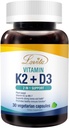 Lovita ויטמין K2 + D3, 400 IU טבעוני ויטמין D3 & 120 mcg ויטמין K2 (MK-7), 2 ב 1 פורמולה, תרכובת ויטמין Immune, 30 קפסולות צמחוניות