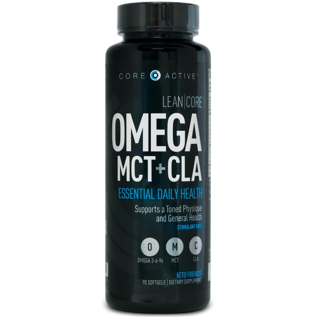 Lean CORE אומגה MCT + CLA - Stimulant Free Health Formula, Lean Muscle & Toned Physique, אומגה 3-6-9 Fatty Acids - Flaxseed Fish שמן קוקוס שמן קוקוס Keto Friendly 30 יום אספקה (90 Softgels)