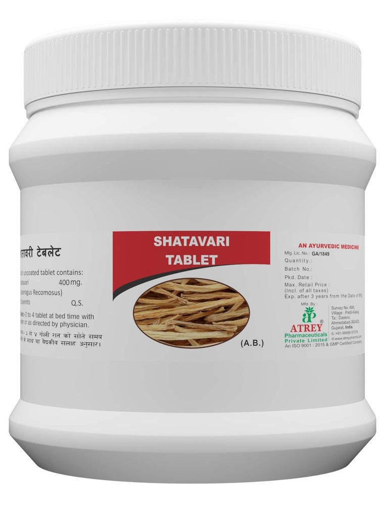 ATREY Shatavari Tablets 400mg (1000 Count) | Pure Ayurvedic Supplement for Women's Health & Hormonal Balance | Natural Lactation Support, Immunity & Skin Care