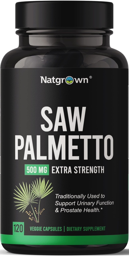 Natgro Saw Palmetto for Men 500mg - Prostate Health Supplement with DHT Bloer for Hair Loss & Urinary Flow - 120 קפסולות טבעוניות - non-GMO, Gluten-Free