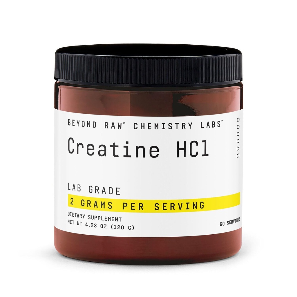 BeYOND RAW Creatine HCl אבקת, מדע חזר, מעבדה כיתה, קריטין עבור נשים וגברים, כוח שרירים, ייצור אנרגיה, ביצועים אתלטיים, תמיכה סלולרית, הידרציה תאים, 60 משרתים