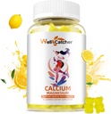 Calcium Magnesium Gummies Adults Kids - Sugar Free Chewable Algae Calcium תוספי עבור נשים גברים לתמוך פלוס העצם כוח עם Zinc Potassium ויטמין D3 K2 Lemon Flavor 60CT
