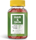 ויטמינים Noor Hual Hair ויטמינים ביוטין, Collagen, Silica, ויטמין C & E תומך שיער, Skin & Nail Health; Natural Strawberry חניכיים ויטמינים. GMO, Gluten Free & a Certified Halal ויטמין (90 Count)