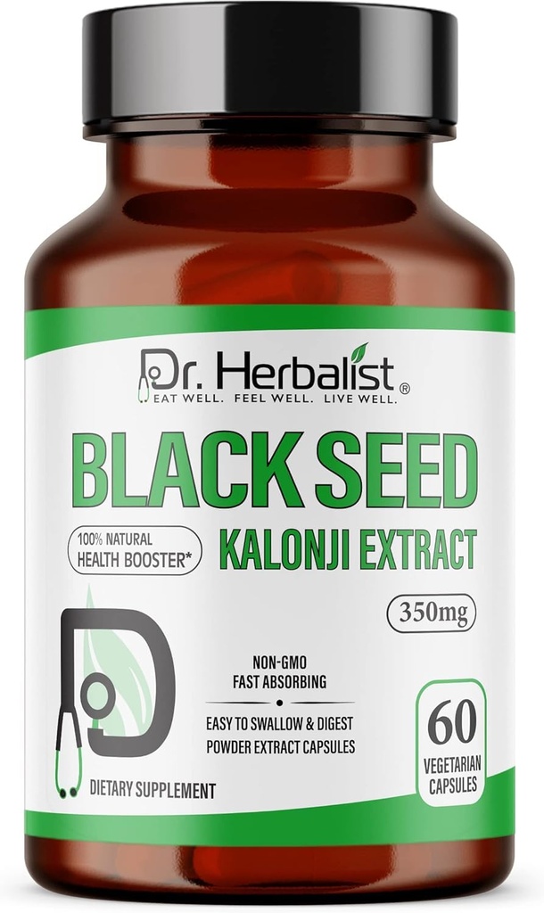 Dr. HerBALIST Black Seed Extractd 350 מ"ג - 60 קפסולות טבעוניות | 10:1 Extract = 3,500 מ"ג Raw Black Seed אבקה | Premium Nigella Sativa