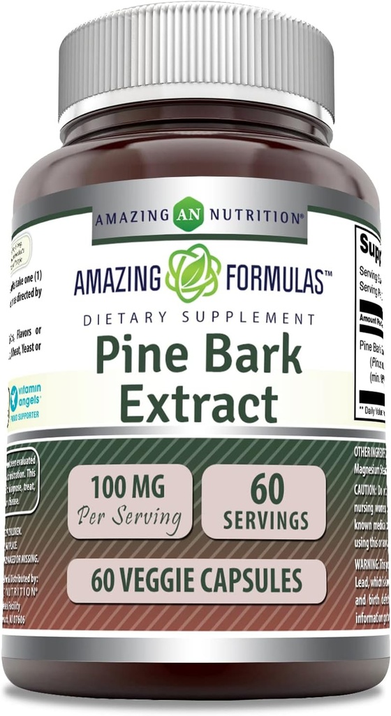 פורמולה מדהימה Pine Bark לחלץ 100 Mg | תוספי מזון צמחוניים | Non-GMO | Gluten-Free | Non-GMO