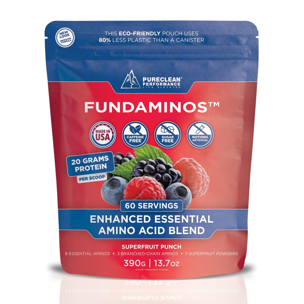 FundAminos EAA + BCAA Amino Acid אבקה / אורגני, טבעוני, צמחי מבוסס | מלא Aminos עבור כל יום תזונה | אופטימיזציה חלבונים אופטימיזציה | מרעננים את Superfruits בל - 60 משרתים