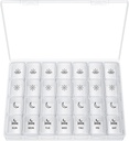 XL Pill מארגנת 4 פעמים ביום, BUG HULL תוספת גדולה של גביע הכדור השבועי מקרה, 7 ימים ויטמין מכיל כל יום גלולות הולדר עבור שמן Cod-Liver, ויטמינים, תוספי מזון (לבן)