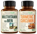 Vimerson Health Men's Multivitamin + Turmeric Curcumin עם Black Pepper לחלץ Bundle. תמיכה משותפת וחיסון, מניעת נוחות, נכסים נוגדי חמצון עבורו