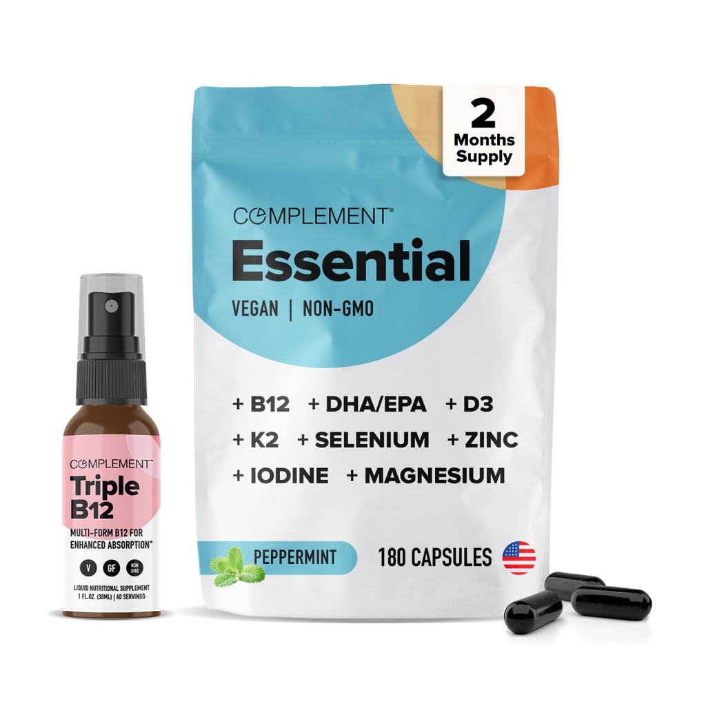 Complement Basic Vegan Multivitamin & Triple B12 Spray Bundle - תמיכה תזונתית מקיפה עבור דיאטות המבוססות על צמחים