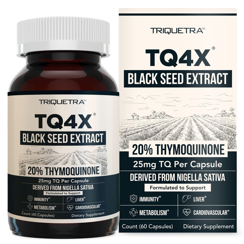 20% Thymoquinone Black Seed שמן קפסולות - TQ- Advanceed 4X®: Potent Thymoquinone Concentration זמין - 60:1 ריכוז מ Nigella Sativa, Raw Form, זכוכית טבעונית, בקבוק (60 קפסולות)