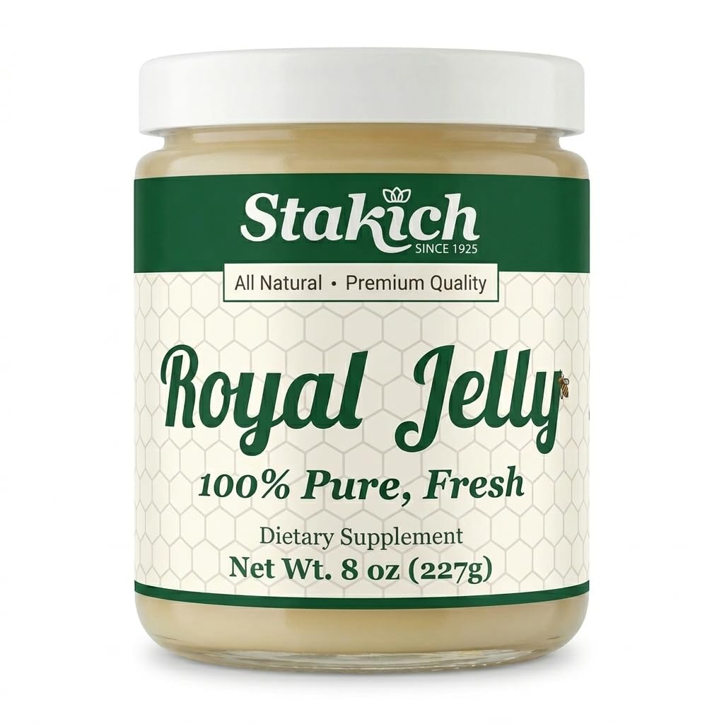 Stakich Fresh Royal Jelly - Pure, All Natural - No Additives/Flavors/Preservatives הוסיף - 8 Ounce (227 גרמה)