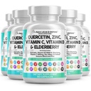 ניקוי Nutraceuticals Quercetin Zinc ויטמין C ויטמין D Bromelain Elderberry - Lung Immune Support Adults with Artemisin, Sea Moss, Echinacea, Allergy Relief (60 Count)