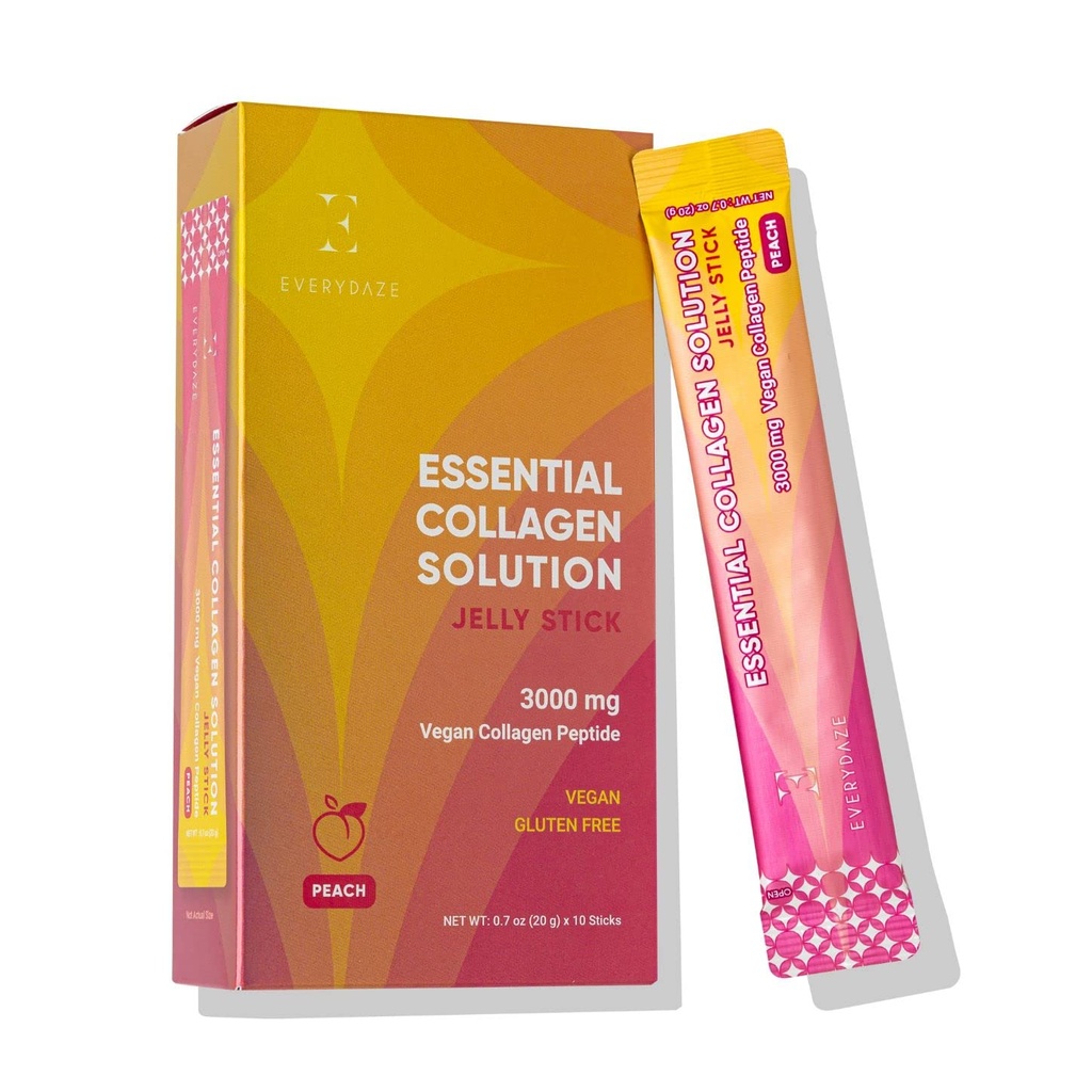 AllDAZE Essential Collagen Solution Jelly Stick | קולג'ן פפטיד | Peach | 10 Packs | Hair, Skin, Nails, Beauty, Bone