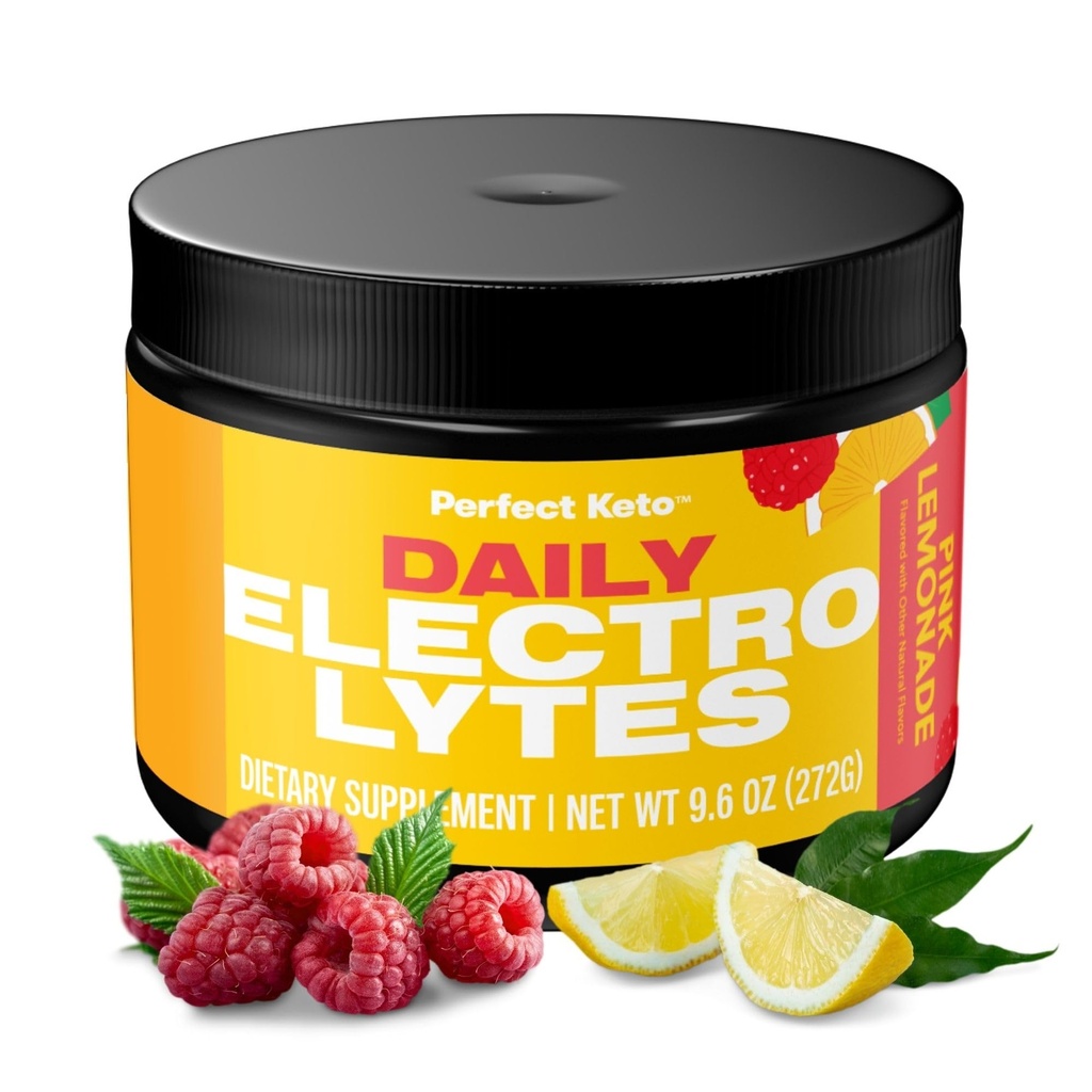 אבקת Keto Electrolytes מושלמת, סוכר וגלוטן חינם, אלקטרוליט לשתות Mix, Sodium, מגנזיום, Calcium ו- Potassium תוספת, הידרציה, התאוששות & Immune Support, Pink Lemonade, 45 משרתות