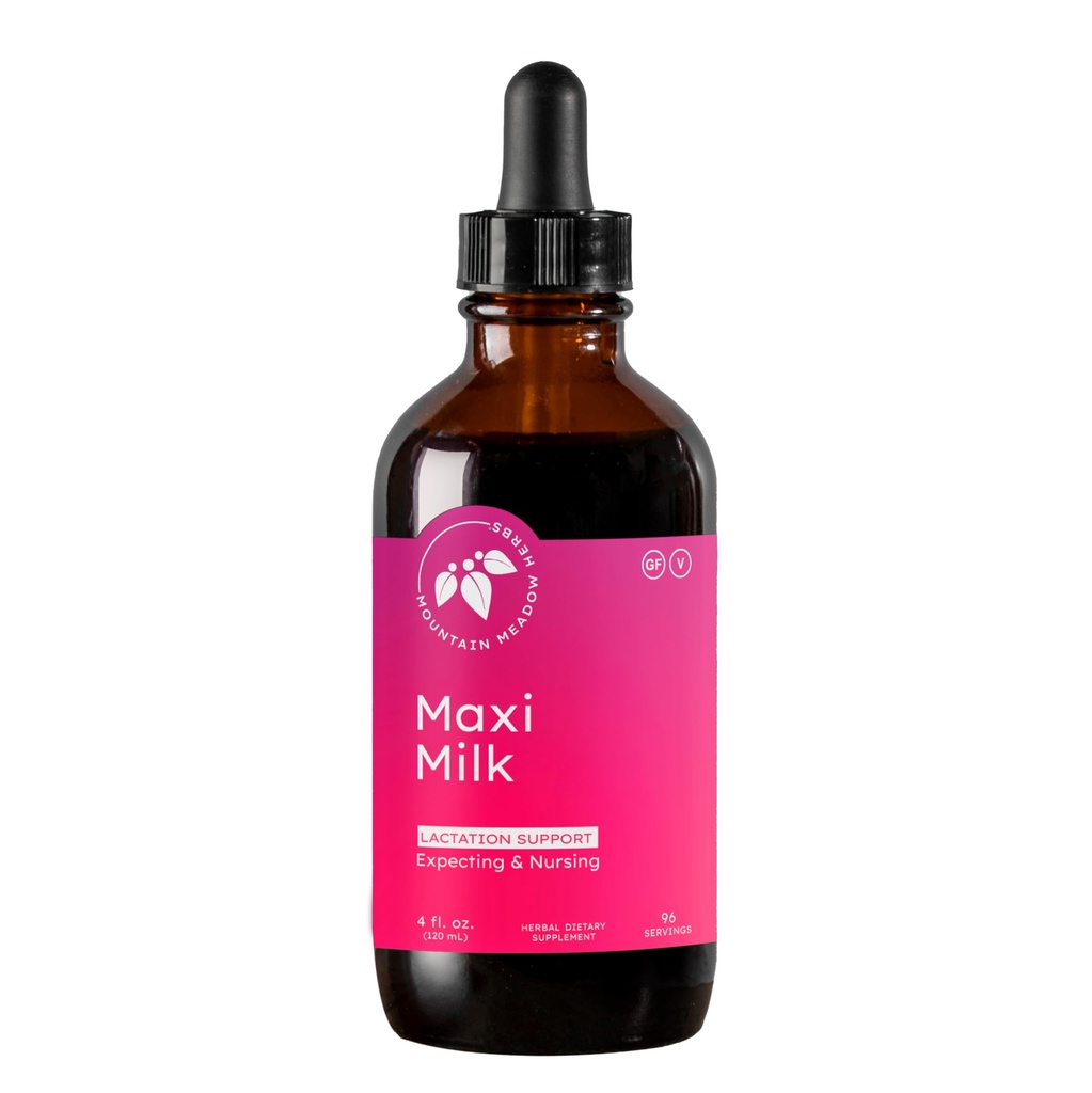 Mountain Meadow Herbs Maxi-Milk- Natural Liquid Lactation תומך להגדיל את ייצור החלב השד במהירות וביעילות להנקה אמהות - 4 oz