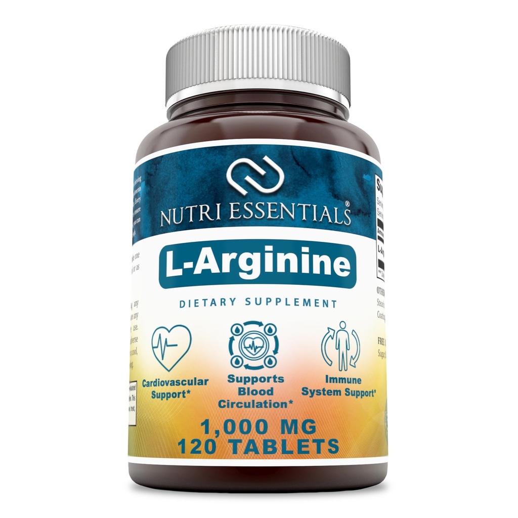 L-Arginine 1000 Mg 120 טבליות דיאטה - תמיכה בריאות Cardiovascular - תומך פונקציות מערכת החיסון - מקדם דם Circulation