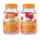Calcium עם ויטמין D + Calcium Magnesium, חניכיים Bundle - גדול Tasting, ויטמין תוסף, Gluten Free, GMO חינם, Chewable