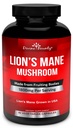 אריה אורגני Mane Mushroom קפסולות - 1800 מ"ג Strongest Lion's Mane Mushroom תוסף - Non-GMO Lions Mane Extract - Nootropic Brain Supplement - Brain & Immune Support - 90 Vegetarian Caps