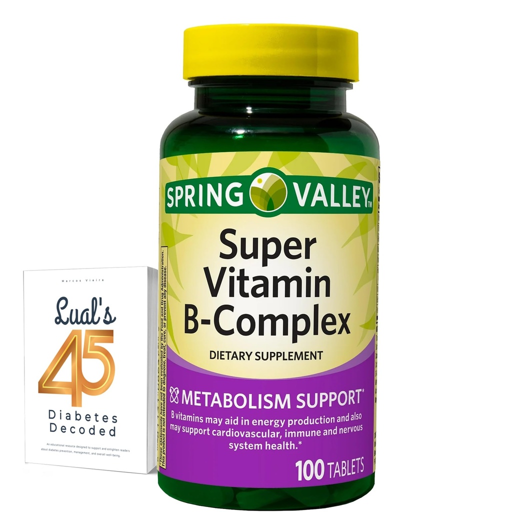 עמק האביב סופר ויטמין B Complex Calcium Carbonate, Ascorbic Acid 100 טבליות Bundle עם 45 של סוכרת Lual