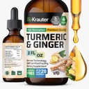 BIO KRAUTER Turmeric וג'ינג'ר תוסף Tincture - Turmeric Curcumin Immune Support Drops - ג'ינג'ר עם Black Pepper - פורמולה - 2 Fl.Oz.