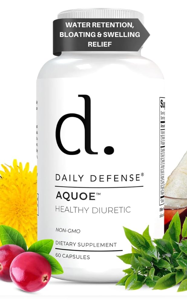 Diuretic Pills - Cranberry Pills with Green Tea, Dandelion, Apple Cider Vinegar & More - AQUOE Water Away Pills for Bloating & Fitness - כדורי מים על ידי הגנה יומית, 60 קפסולות
