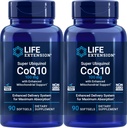 Life Extension COQ10 Super Ubiquinol 100 מ"ג 90 Count (Pack of 2) עם תמיכה מוגברת של Miochondrial