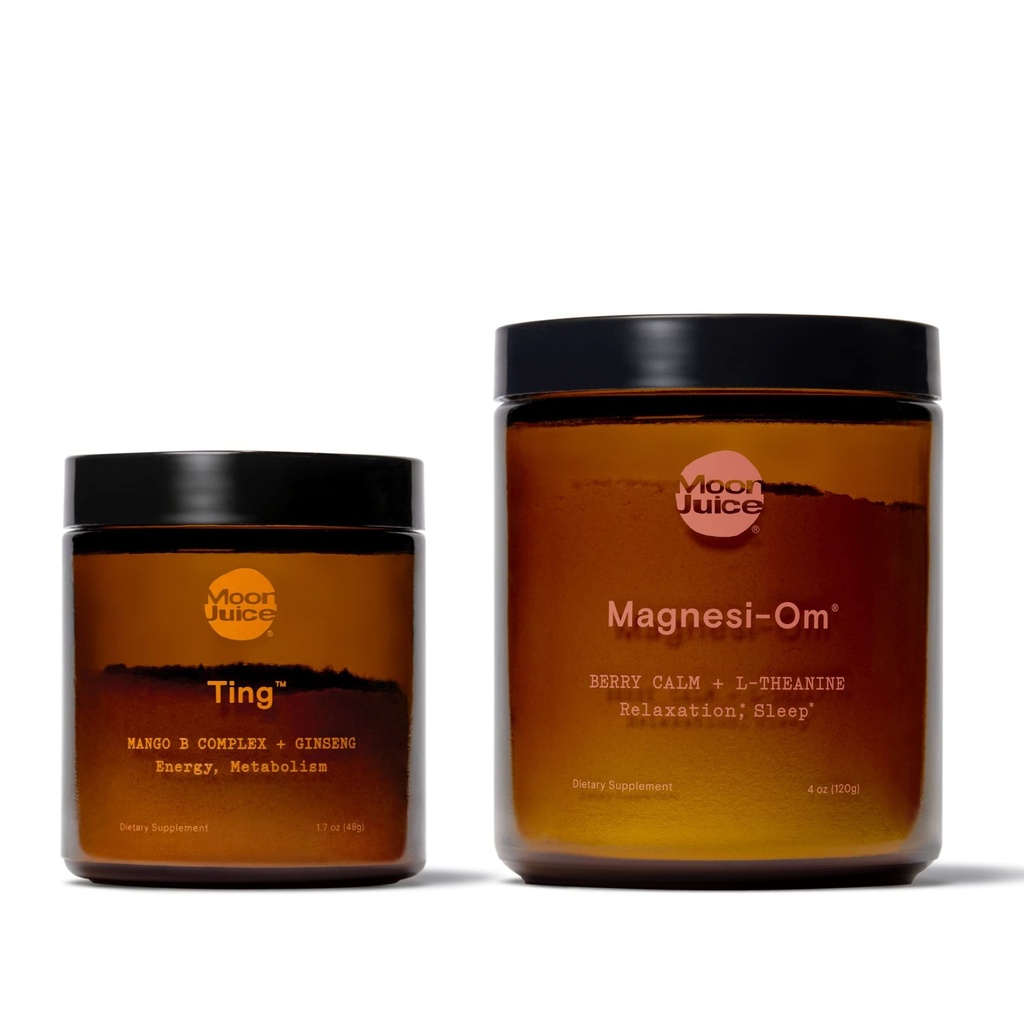 Ting & Magnesi-Om על ידי Moon Juice | Ting ויטמין B Complex & Geneseng for Caffeine-Free Natural Energy & Magnesi-Om Magnesium אבקת תוסף להרגעה