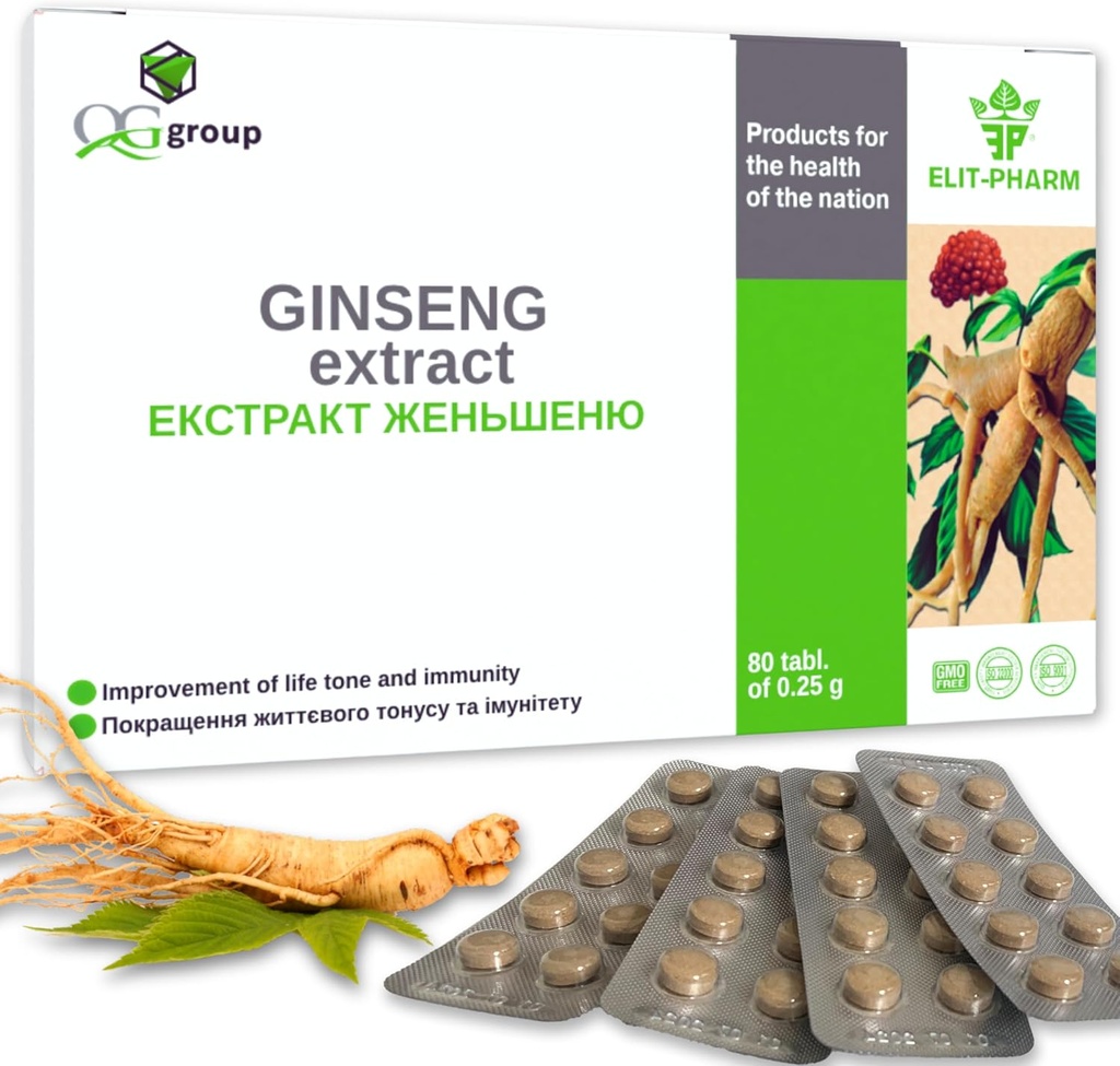 QG הקבוצה גיינסנג לחלץ & Licorice שורש לחלץ עם ויטמין C (80 טבליות - 210 מ"ג כל) תוספת תזונתית לגברים ונשים
