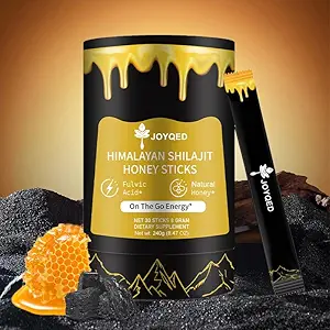 Hilajit ההימלאיה טהורה עם דבש טבעי & Saffron, Easy to Consume,Shilajit Sticks for Energy Support, Vitality, Immune,85+ Trace מינרליםs, Fulvic Acid עבור גברים ונשים - 30 מקלות (1)
