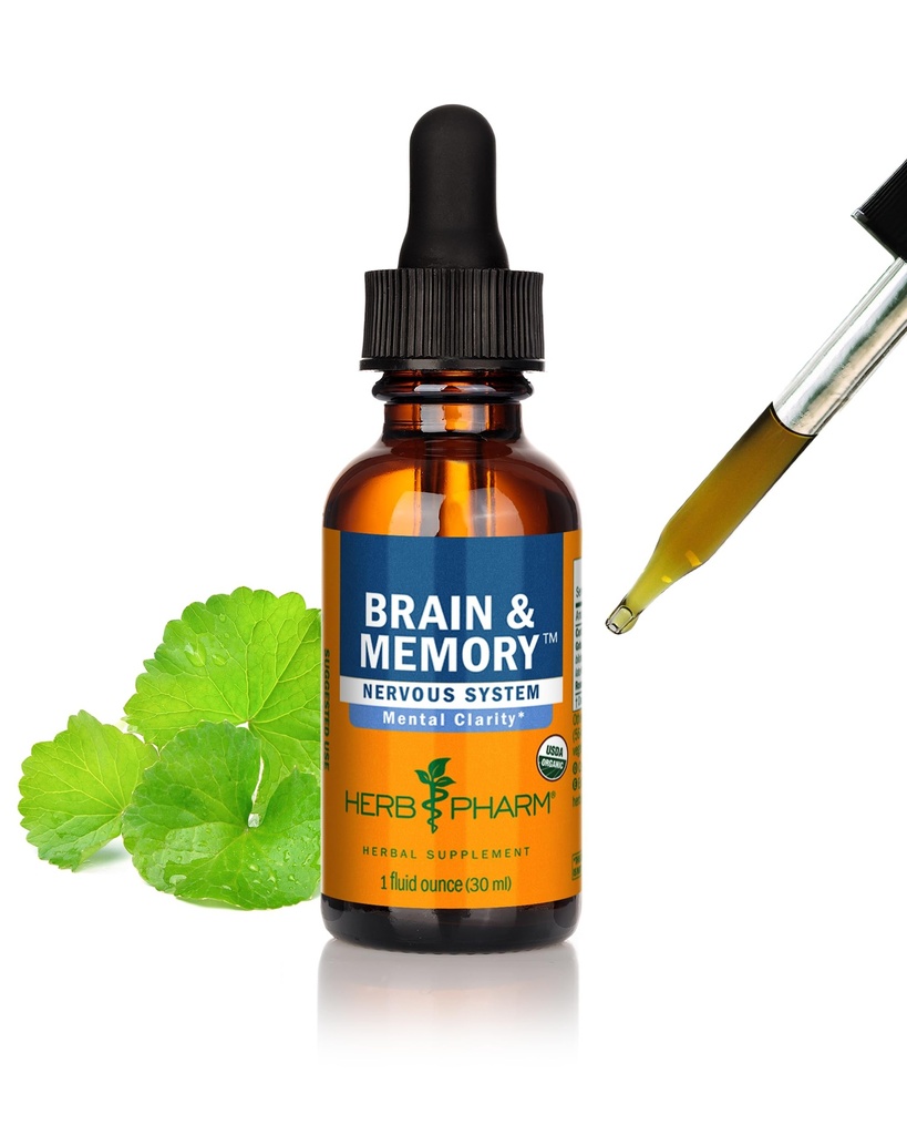 Herb Pharm אורגני nootropic Brain & Memory תוספת עם ג'ינקגו בילובה לחלץ: קיצור מהיר עבור תמיכה ממוקדת נפש, תוסף גינקו, טבעוני, Gluten-Free, non-GMO, 1 Oz