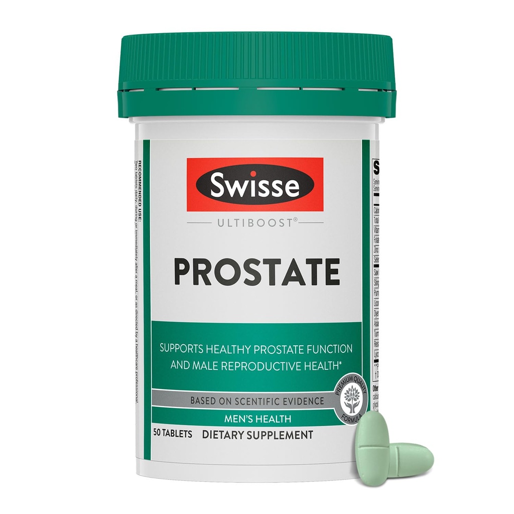 Swisse Saw Palmetto Prostate תוסף עבור גברים | תמיכה בריאות ויעילה עם Zinc, Selenium & Sting Nettle | 50 Tablets