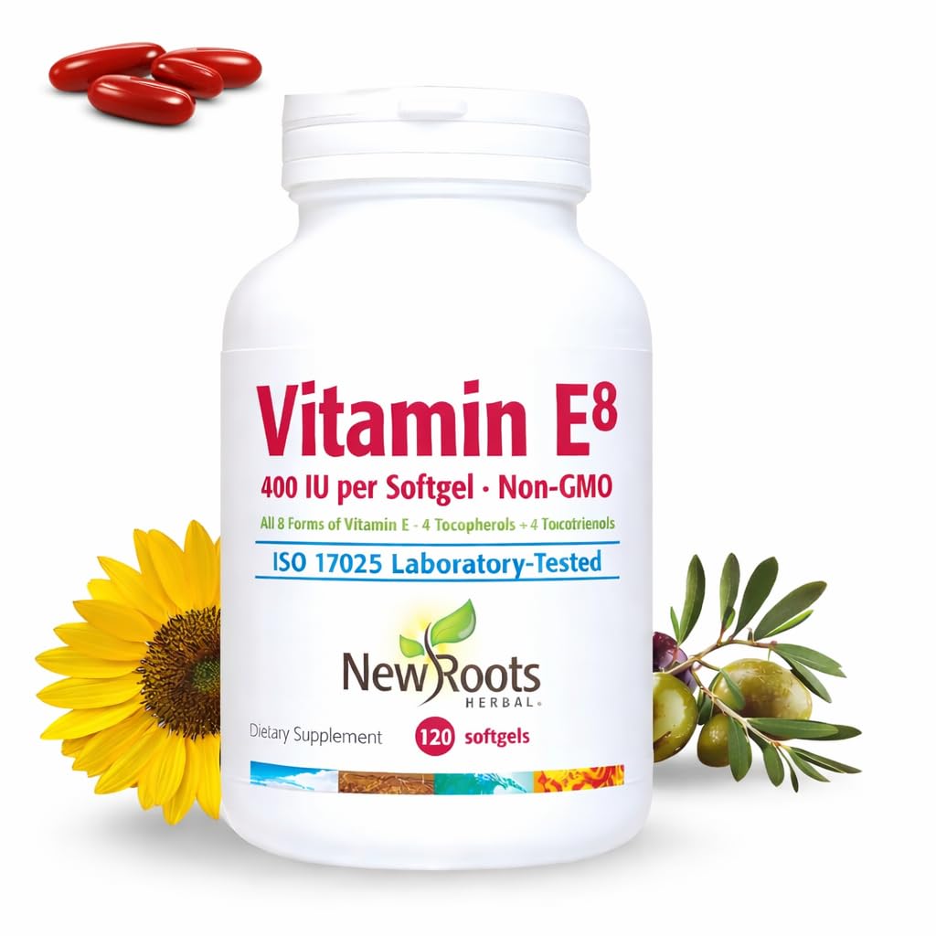 ויטמין E 400 IU קפסולות אורגניות Antioxidant תוסף | כל 8 סוגים של ויטמין E עבור Brain & Vision תמיכה | 4 Tocopherols & 4 Tocotrienols for Women & Men (120 Softgels)