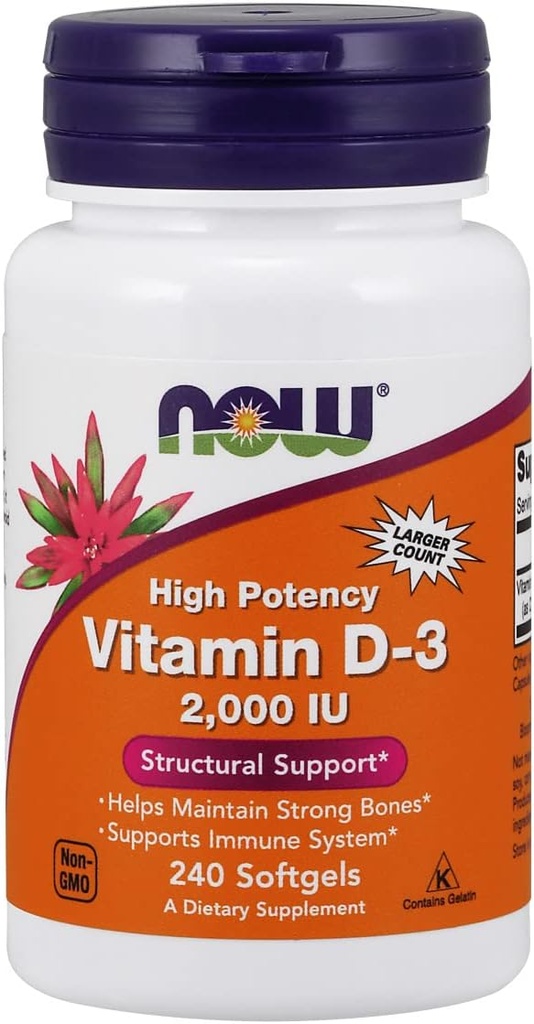 עכשיו מזונות ויטמין D-3, תמיכה מבנית 2000 I.U, 480 Softgels