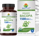 Brieofood אורגני Bacopa 1500 מ"ג, 45 משרתים, Vegetarian Gluten Free, 90 טבליות Vegetarian.