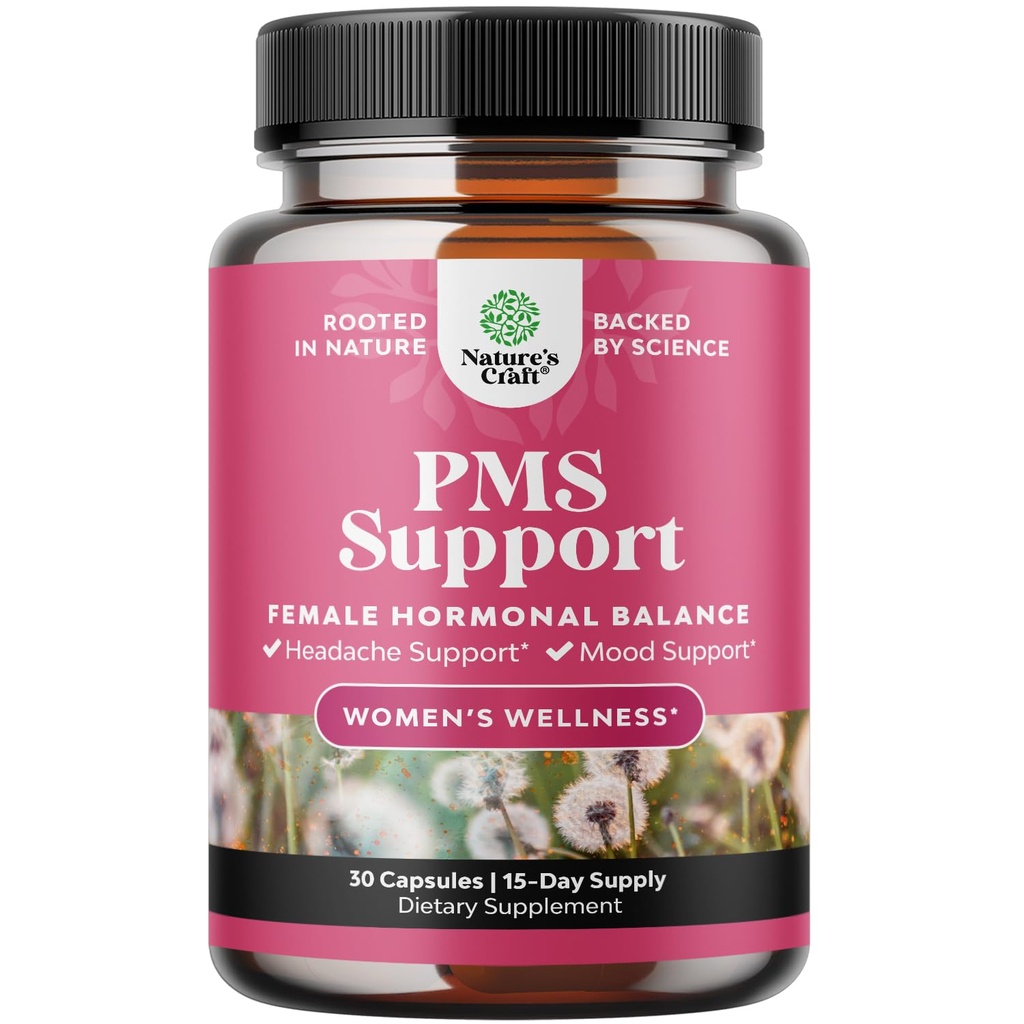 PMS תמיכה תוספת לנשים - איזון הורמונלי עבור נשים ו Menstrual Ease עם DIM, Chasteberry, Black Cohosh & Ashwagandha - עבור תקופת Cramps Ease, Menopauseing, Mood Swing - 30 Ct Ct Ct Ct Ct thosh & Ashwagandha