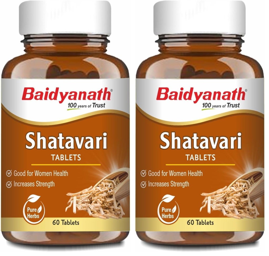 Baidyanath Shatavari Tablets: Hormonal Balance and Wellness Support for Women - 60 Tab (Pack of 2)