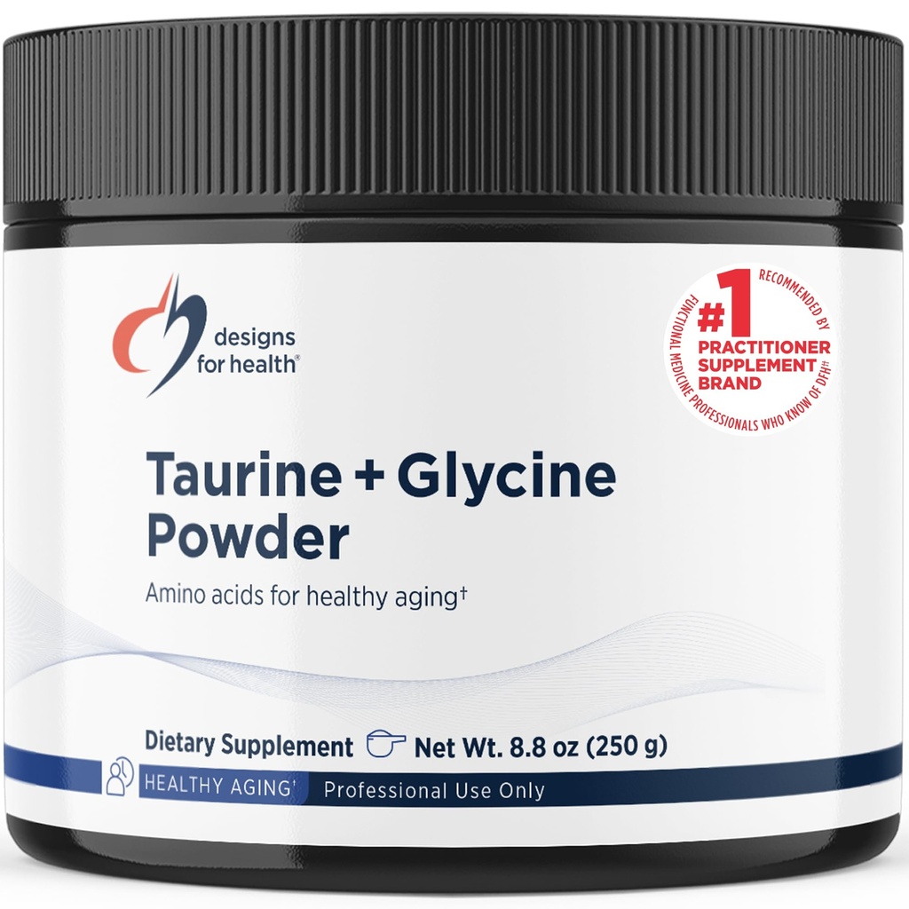 עיצובים לבריאות טאורין + אבקת Glycine - Amino Acids עבור הזדקנות בריאה - תמיכה סלולרית, Metabolic & Heart Health - Non-GMO Unflavored Amino Acid אבקת (250 גרם)