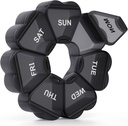 מארגנת גלולות שבועיות גדולות, Pill Box 7 Day, KAPENS Daily Case Large Capacity Compartments, Pill Containers for Fish Oil Supplements, Black Black Black