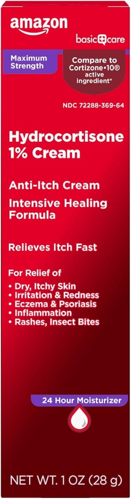 כוח מקסימלי Anti-Itch Cream, Hydrocortisone 1 Percent Intensive Healing פורמולה, Itch הקלה עבור באג Bites, אקסמה, פסוריאזיס, הרעל Ivy, Oak ו- Sumac, 1 אונקיה (Pack of 1)