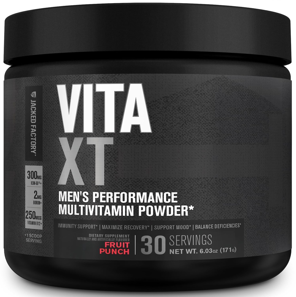ג'קד מפעל Vita XT אבקת ויטמין - אבקת Daily Multivitamin עבור גברים עם KSM-66 Ashwagandha, Prebiotic סיבים, ויטמין A, C, D, K, B6, B12, ועוד - פירות, 30Svagandha, 30Svagandha, Prebioticfi, ויטמין A, C, C, D, K, B6, B12 ועוד - Punch, 30Svnch, 30Svnch, 30Sv.