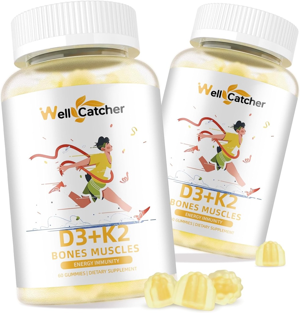 ויטמין D3 K2 חניכיים - ויטמין D3 5000IU K2 (MK-7) 120mcg תוספת עם ויטמין B Complex Sugar חינם עבור מבוגרים ילדים תומכים כוח שיניים העצם כוח Immune מנגו פלמור 60 ספירות 2 Packs 2 Packs