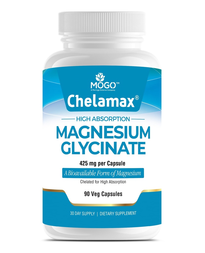 Chelamax Magnesium Glycinate ים המלח מקורו, 100% Chelated Magnesium לתמיכה בשינה, כאבי שרירים, בריאות העצם. מיוצר בארצות הברית, צד שלישי נבדק, heavy מתכת חינם, glicinato de Magnesio קפסולות.