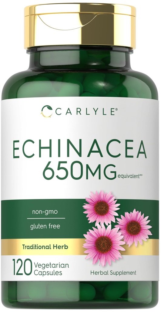 קרליל Echinacea | 650 מ"ג | 120 קפסולות | Vegetarian, non-GMO & Gluten Free Supplement