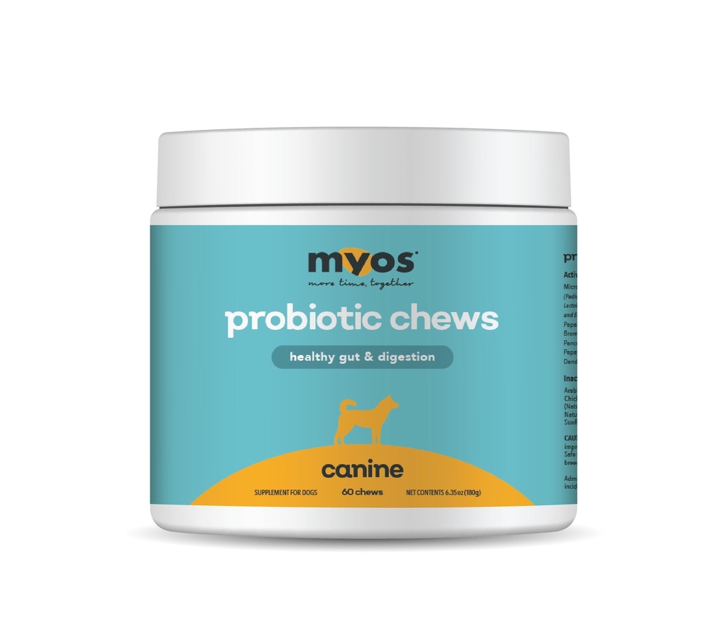 MyOS Probiotic Chew for Dogs - Daily Digestive Support, מקדם את הבריאות המלאה של Gut, Aids Digestion, Enhances Foodsent Absorption, Supports Healthy Stool - All-in-One Chewable Supplement