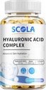 SCOLA Hyaluronic Acid כמוסות - 250 מ"ג HA + 10,000mcg Biotin, 60 קפסולות טבעוניות | Deep hydrotion, Hair & Nail Support