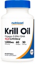 שמן קריל 1000 מ"ג, 60 Softgels - אומגה 3 EPA-DHA קריל שמן תוספת, עם Superbakrill