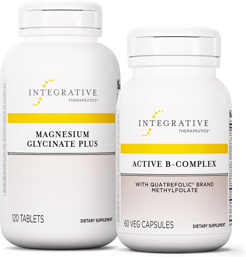 Integrative Therapeutics Bundle עם Active B-Complex, 60 קפסולות ומגנזיום Glycinate Plus, 120 טבליות - Active B-Complex כדי לתמוך במטבוליזם אנרגיה * - תמיכה בבריאות המוח, בריאות הלב ועצב