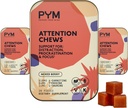 PYM Attention Chews תמיכה עבור Procrastination, Focus & Productivity, 60 Count | 518 מ"ג L-Carnitine, 54 מ"ג Tyrosine, 11mg L-Taurine - Caffeine-Free | All-Natural Mood Boost תוסף מיוצר בארה"ב