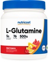 אבקת מזון L-Glutamine 500 גרמים (Fruit Punch) - (76 משרתים לבקבוק)